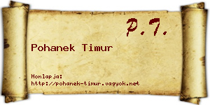 Pohanek Timur névjegykártya